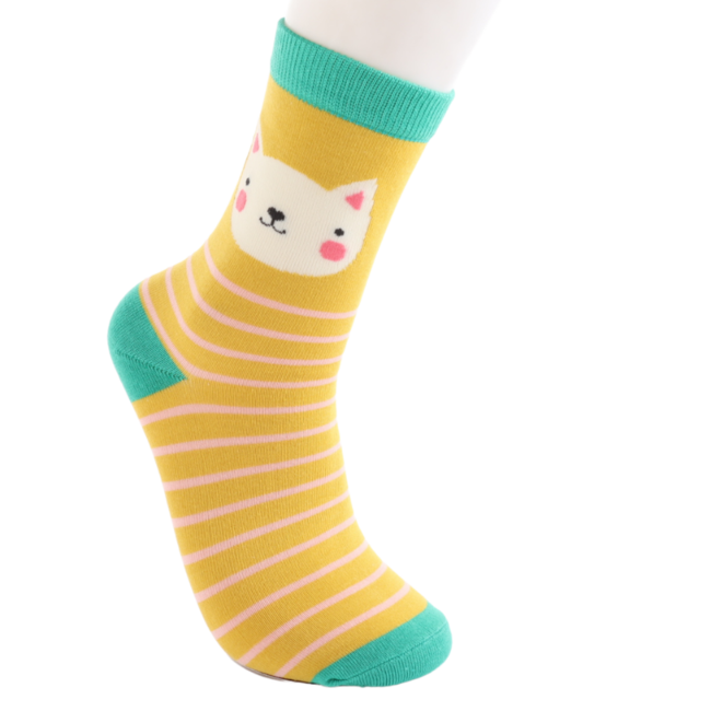 Socks Bamboo Kitty Stripes yellow