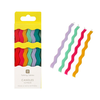 Talking Tables Geburtstagskerzen Brights Wavy Tall