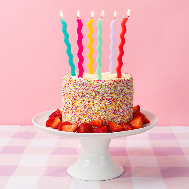 Birthday Candles Brights Wavy Tall