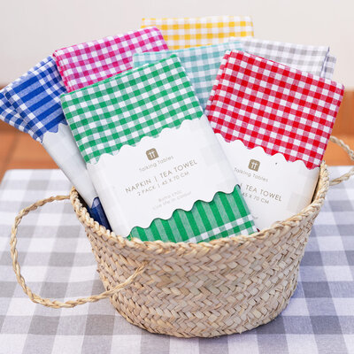 Talking Tables Napkin/Tea Towel Gingham grey Set of 2