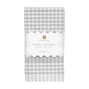 Talking Tables Napkin/Tea Towel Gingham grey Set of 2