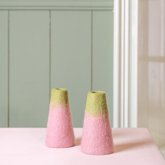 Sjaal met Verhaal Felt Vase Small Roze/Groen