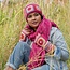 Beanie Granny Square Colourful fuchsia/oranje
