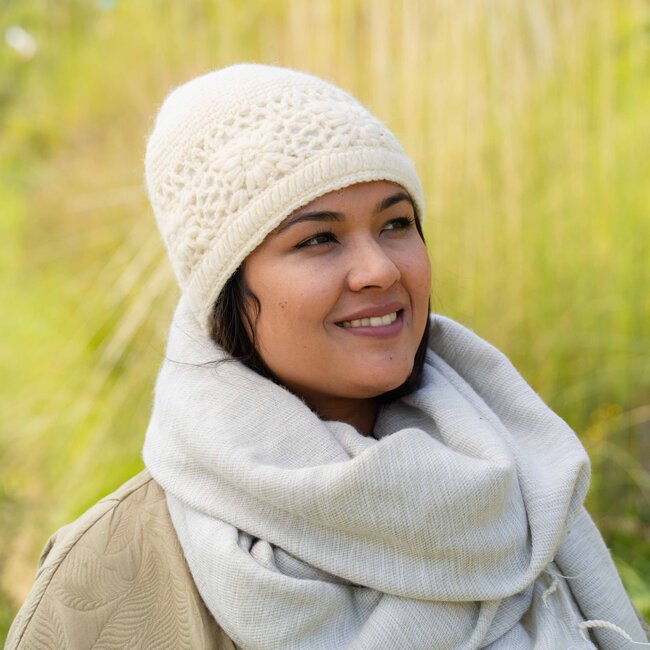 Beanie Granny Square cream