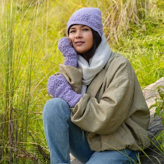Sjaal met Verhaal Beanie Granny Square lilac
