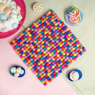 Sjaal met Verhaal Felt coaster 40 cm square Bolletjes multicolour