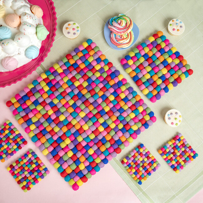 Filz-Untersetzer 40 cm square Bolletjes multicolour