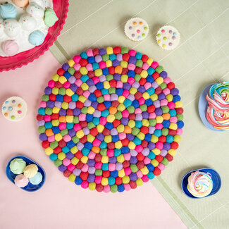 Sjaal met Verhaal Felt coaster 40 cm round Bolletjes multicolour