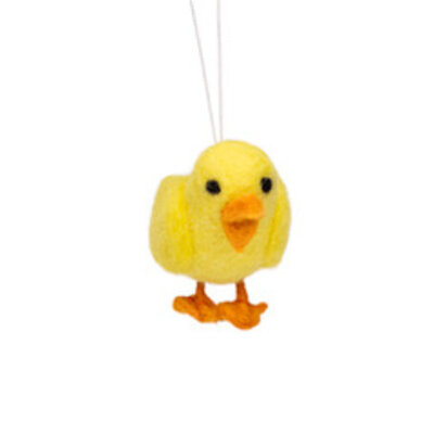 Sjaal met Verhaal Felt Hanger Kuikentje geel
