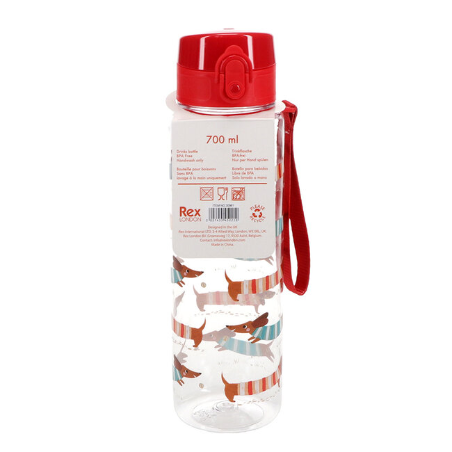 Drinks Bottle with Push Button Lid Sausage Dog