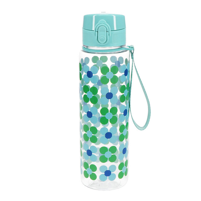 Trinkflasche mit Druckknopfdeckel Daisy blue/green