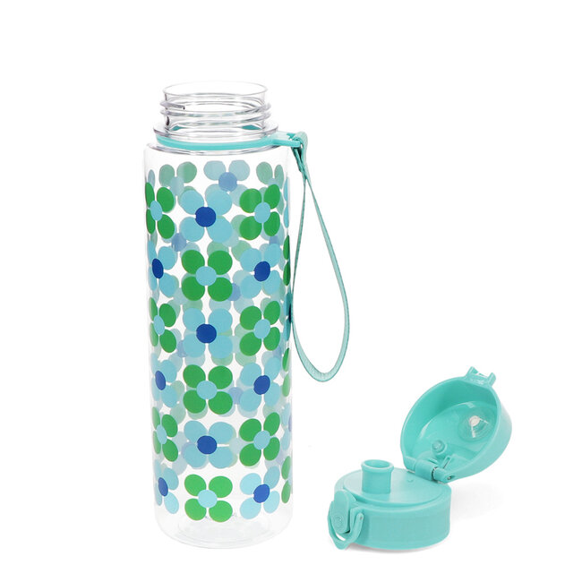 Drinks Bottle with Push Button Lid Daisy blue/green