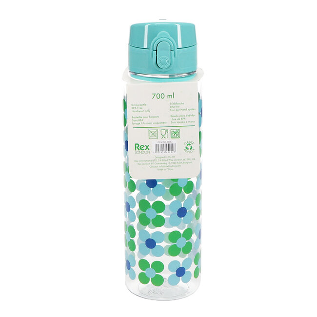 Trinkflasche mit Druckknopfdeckel Daisy blue/green