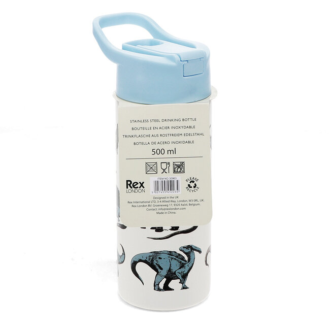 Edelstahlflasche mit Druckknopfdeckel Dino