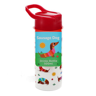 Rex London Edelstahlflasche mit Druckknopfdeckel Sausage Dog