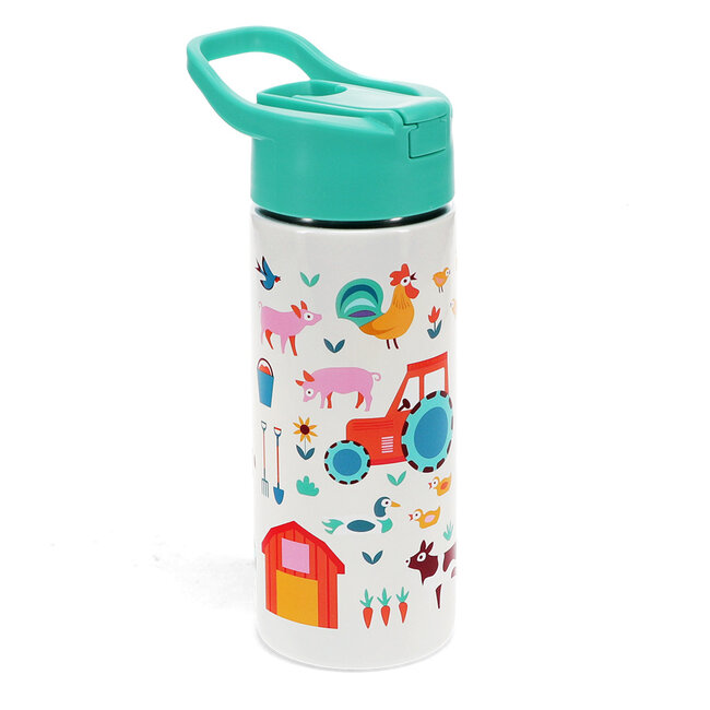 Stainless Steel Bottle with Push Button Lid Farmyard