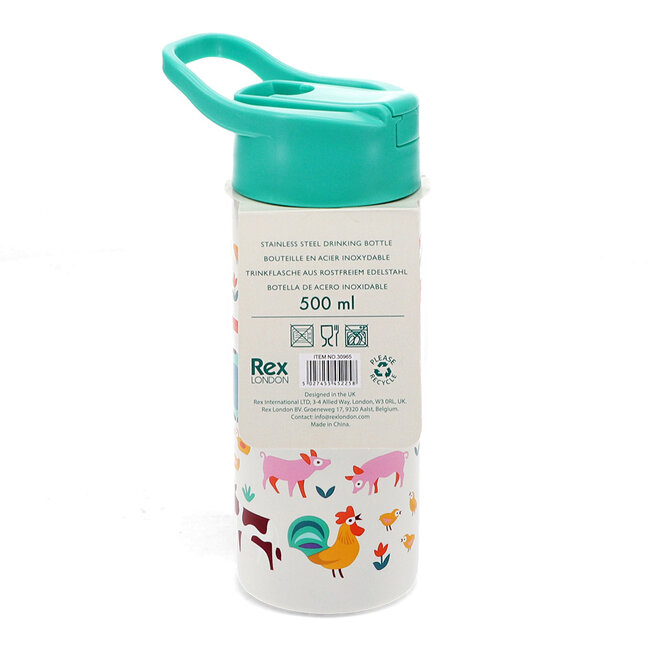 Edelstahlflasche mit Druckknopfdeckel Farmyard