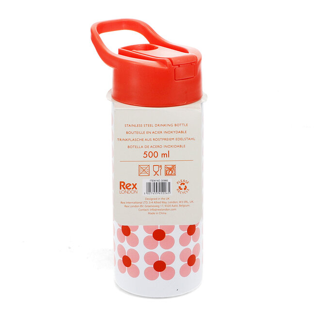 Stainless Steel Bottle with Push Button Lid Daisy pink