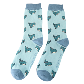 Miss Sparrow Mens Socks Bamboo Whales sky