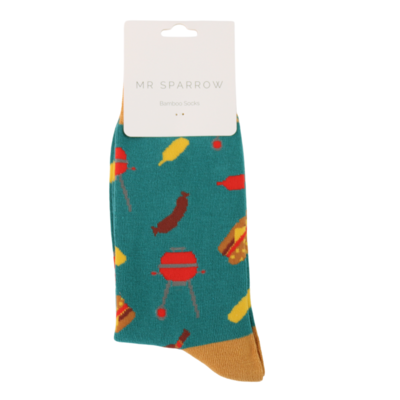 Miss Sparrow Mens Socks Bamboo BBQ teal