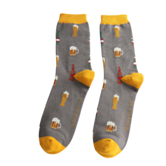 Miss Sparrow Männer-Socken Bamboo Here's To Beer grey