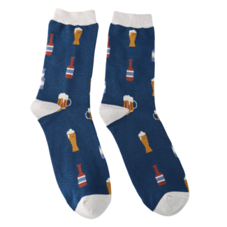 Miss Sparrow Mens Socks Bamboo Here's To Beer navy