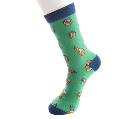Miss Sparrow Mens Socks Bamboo Nuts & Bolts green
