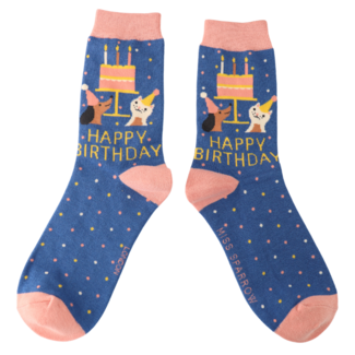 Miss Sparrow Socks Bamboo Birthday Pets denim