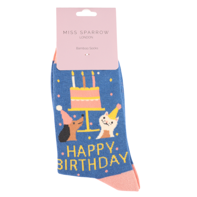 Socken Bamboo Birthday Pets denim