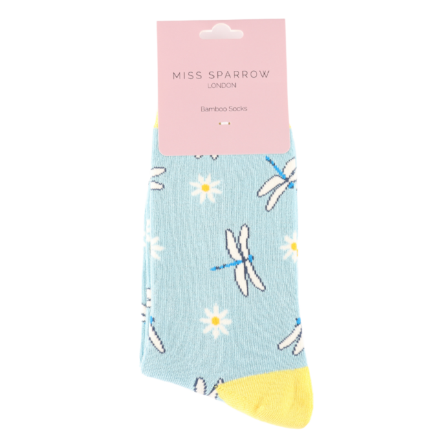 Socks Bamboo Dragonflies & Daisies blue
