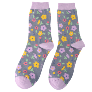 Miss Sparrow Socks Bamboo Little Flowers denim