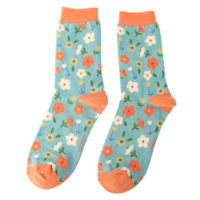 Miss Sparrow Socken Bamboo Little Flowers duck egg