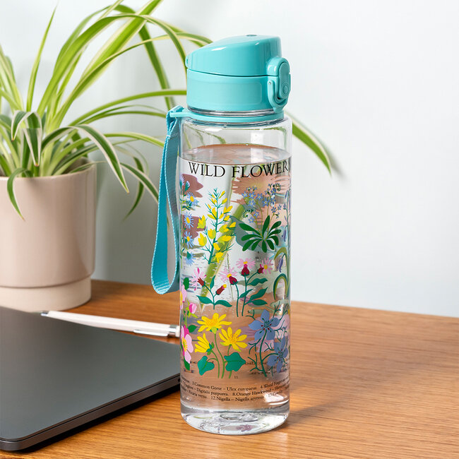 Drinks Bottle with Push Button Lid Wild Flowers
