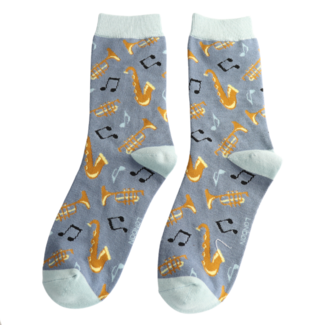 Miss Sparrow Socks Bamboo Brass Band denim