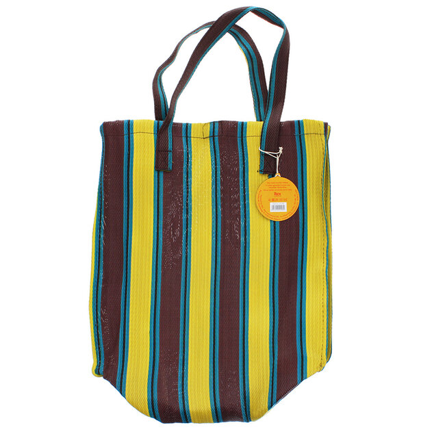 Recycled Shopping Bag Woven brown/yellow/teal
