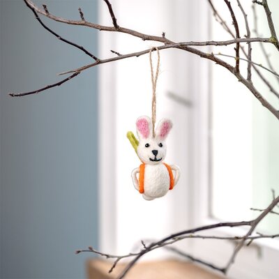 Sjaal met Verhaal Felt Hanger Paashaas wit