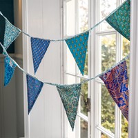 Sjaal met Verhaal Sari-Bunting large turquoise