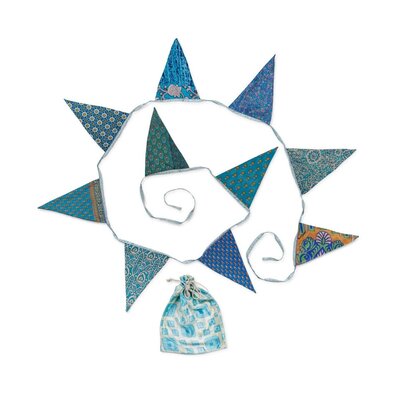 Sjaal met Verhaal Sari-Bunting large turquoise