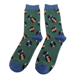 Miss Sparrow Mens Socks Bamboo Vintage Vinyl green