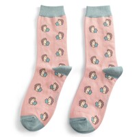 Miss Sparrow Socken Bamboo Reading Hedgehogs dusty pink