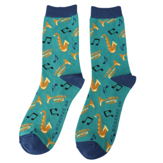 Miss Sparrow Männer-Socken Bamboo Brassband teal