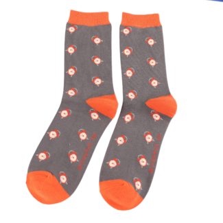 Miss Sparrow Mens Socks Bamboo Clocks dark grey