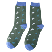 Miss Sparrow Männer-Socken Bamboo Dolphins dark green