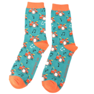 Miss Sparrow Männer-Socken Bamboo Drums teal