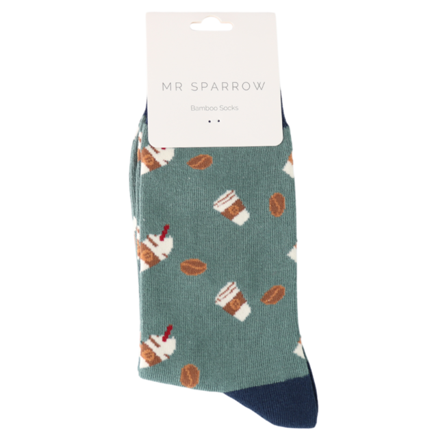 Mens Socks Bamboo Takeaway Coffe green