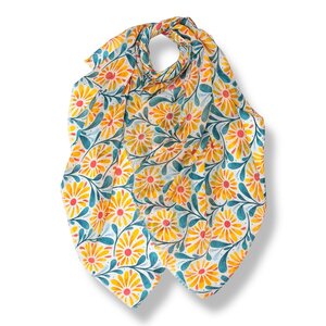 M&K Collection Schal Retro Daisy yellow/blue