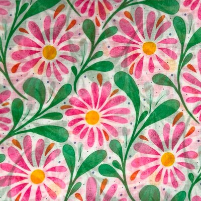M&K Collection Scarve Retro Daisy pink/green
