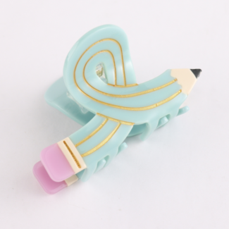 Red Cuckoo Hair Claw Clip Pencil blue