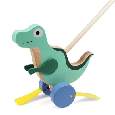 Rex London Wooden Push Along Flapping Dinosaur
