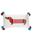 Embroidered Cushion with Pom Poms Sausage Dog
